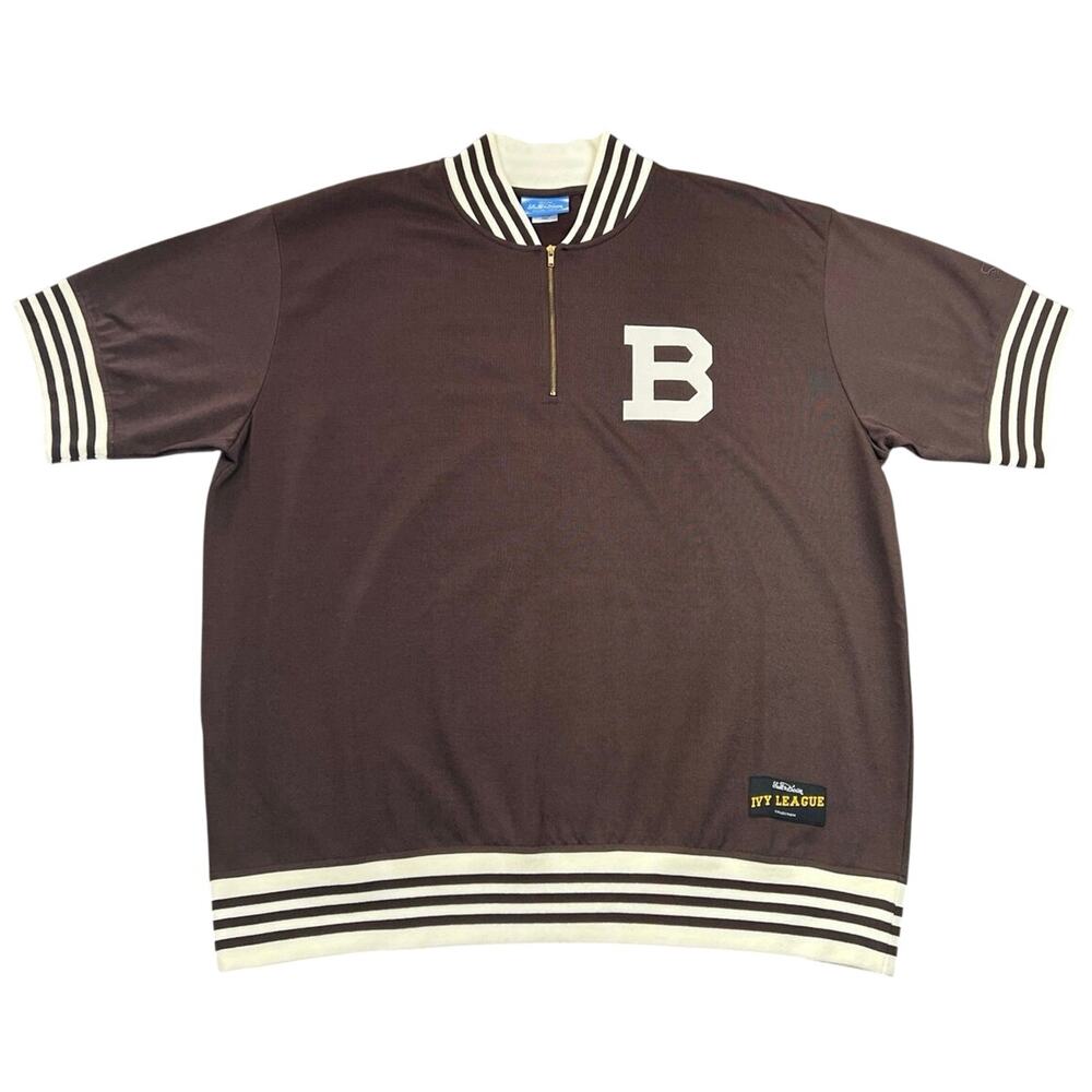 Vintage Stall & Dean Ivy League B Varsity Quarter Zip Baseball Jersey Brown 3XL